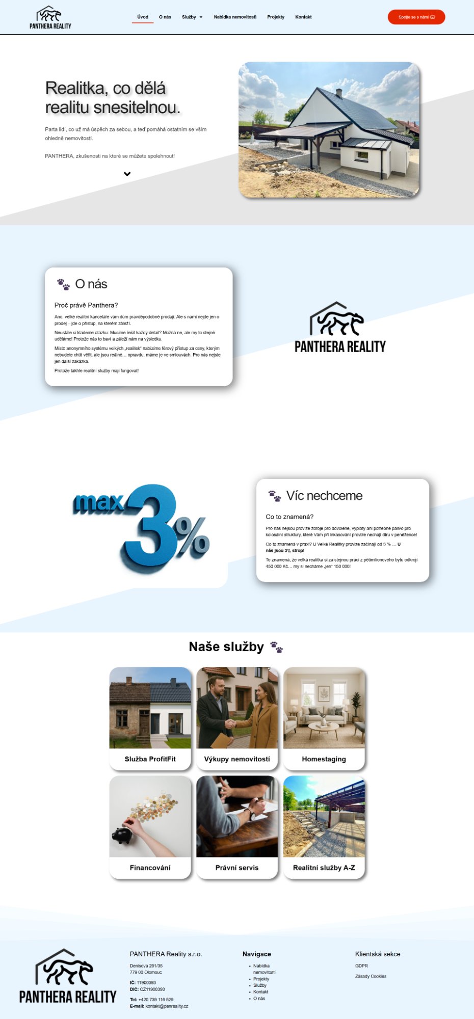 Panthera Reality — webová prezentace
