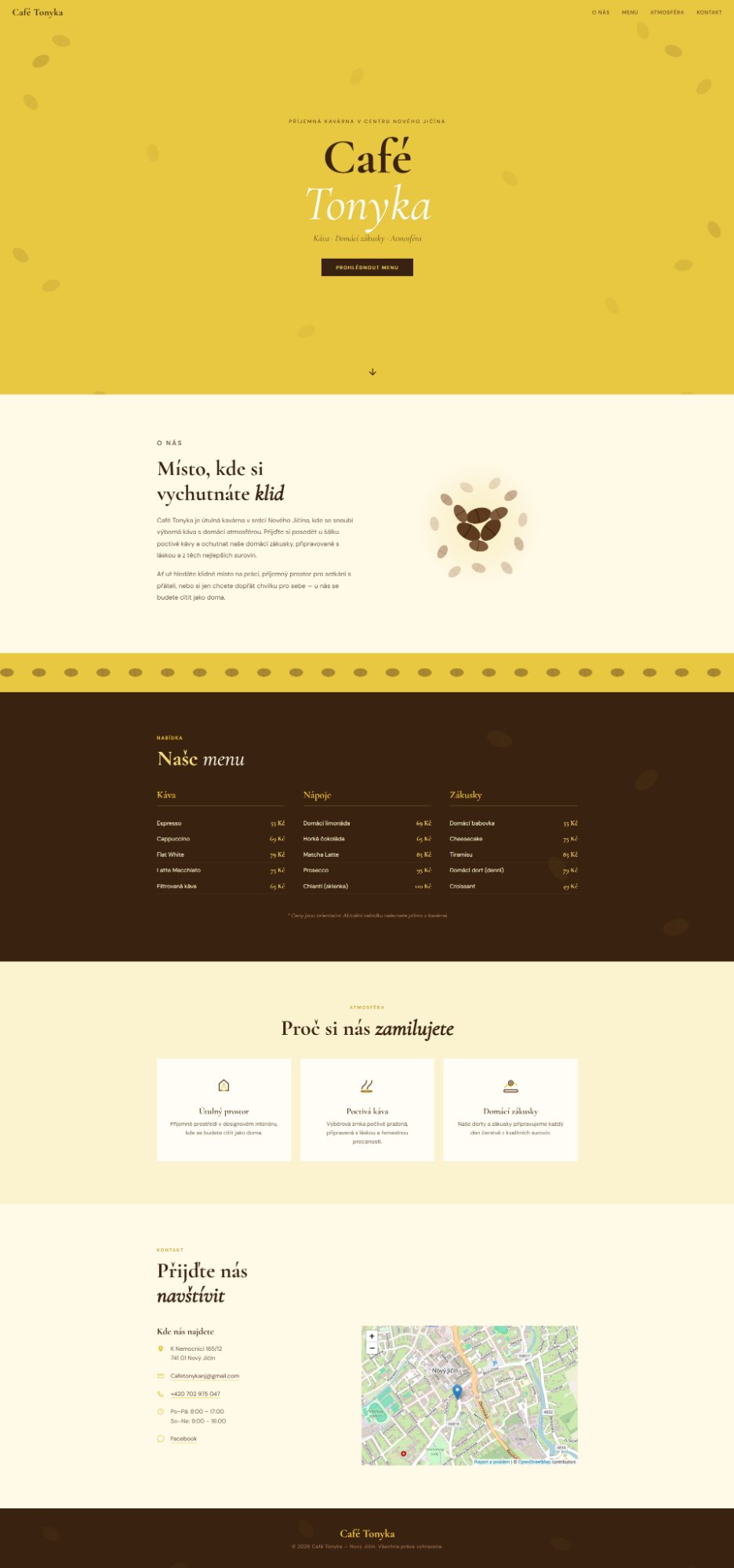 Café Tonyka — webová prezentace